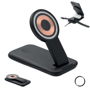 Incarcator wireless 3 in 1 15W, ABS, negru
