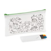 Penar cu 4 creioane colorate, Non woven, lime