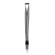 Lanyard RPET reflectorizant, RPET, negru