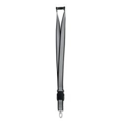 Lanyard RPET reflectorizant, RPET, negru