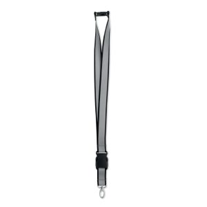 Lanyard RPET reflectorizant, RPET, negru