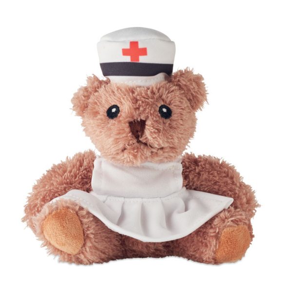 Ursulet plus asistenta, Plush, alb