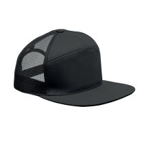 Sapca viziera plata, 7 panele, Cotton, negru
