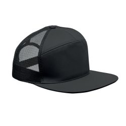 Sapca viziera plata, 7 panele, Cotton, negru