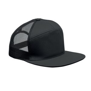 Sapca viziera plata, 7 panele, Cotton, negru