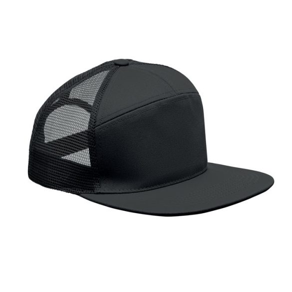 Sapca viziera plata, 7 panele, Cotton, negru