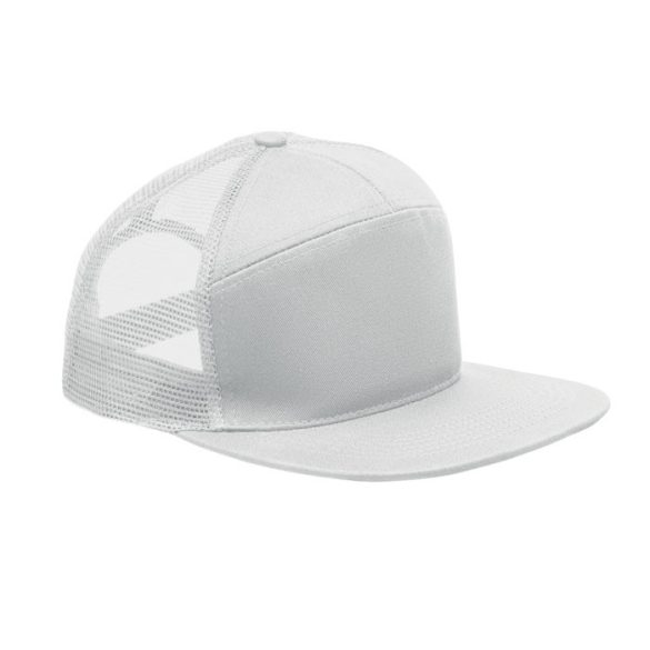 Sapca viziera plata, 7 panele, Cotton, alb