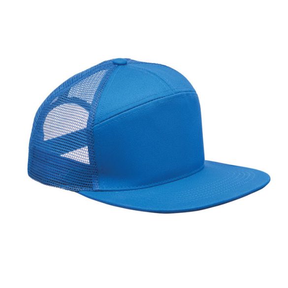 Sapca viziera plata, 7 panele, Cotton, albastru regal