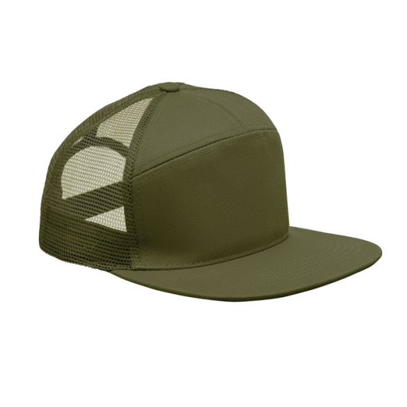 Sapca viziera plata, 7 panele, Cotton, Verde militar