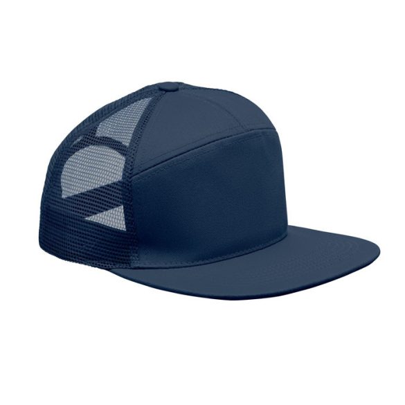 Sapca viziera plata, 7 panele, Cotton, albastru marin francez