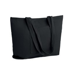 Sacosa mare raiat, Polyester, negru