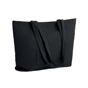 Sacosa mare raiat, Polyester, negru