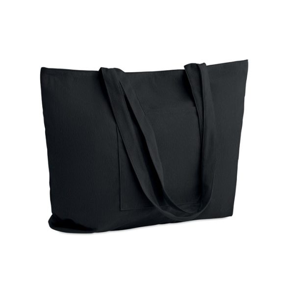 Sacosa mare raiat, Polyester, negru