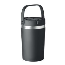 Pahar cu perete dublu 350 ml, Stainless steel, negru