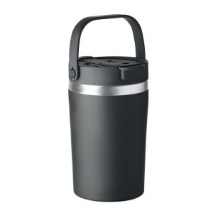 Pahar cu perete dublu 350 ml, Stainless steel, negru