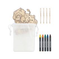Set figurine din lemn, Non woven, alb
