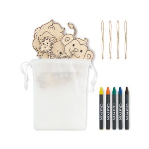 Set figurine din lemn, Non woven, alb