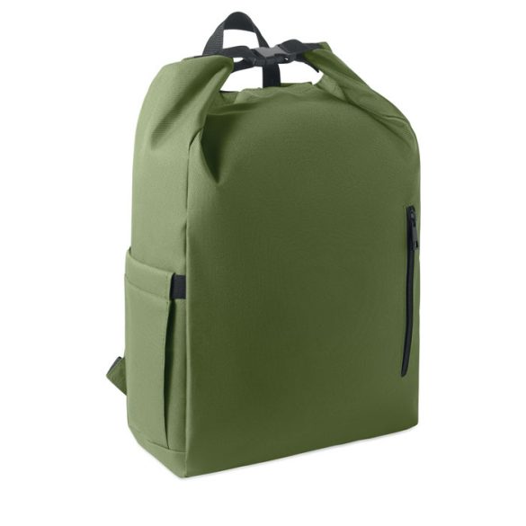 Rucsac laptop 15'' rolltop, RPET, Verde militar