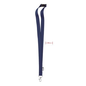 Lanyard din RPET cu carabina, PET, blue