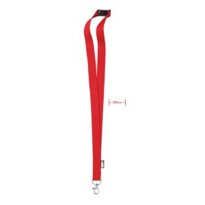 Lanyard din RPET cu carabina, PET, red