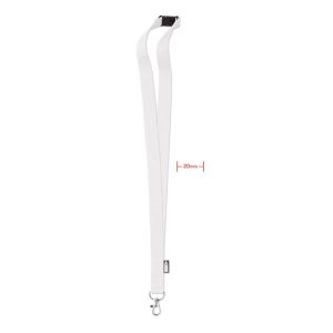 Lanyard din RPET cu carabina, PET, white