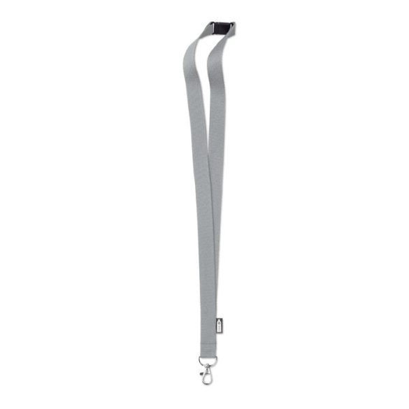 Lanyard din RPET cu carabina, PET, grey
