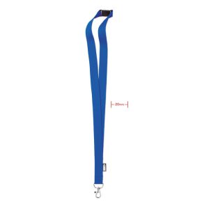 Lanyard din RPET cu carabina, PET, royal blue