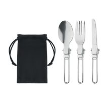 Set de tacamuri camping, Stainless steel, black