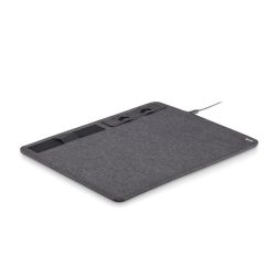 RPET mouse pad cu incarcator, RPET, dark grey