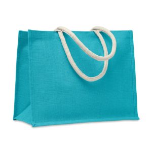 Geanta de cumparaturi din iuta, Jute, turquoise