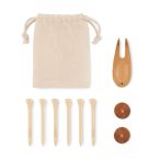 Set accesorii golf in husa, Bamboo, beige