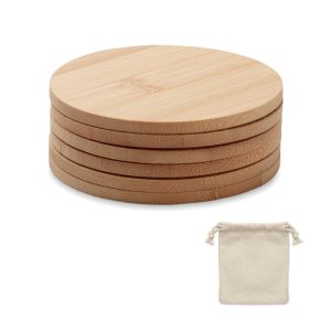 Set de 6 suporturi de pahare, Bamboo, wood