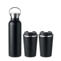 Set  sticla + pahare, Stainless steel, black