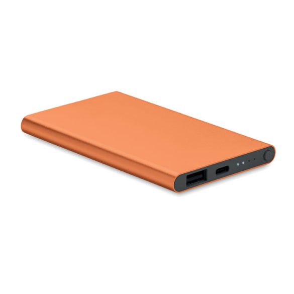 Powerbank de 4000 mAh tip C, Aluminium, portocaliu
