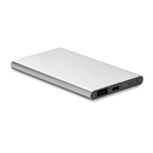 Powerbank de 4000 mAh tip C, Aluminium, matt silver