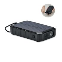 Powerbank solar +dinam 8000mAh, ABS, black