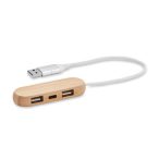 Hub USB dual cu 3 porturi, Bamboo, wood