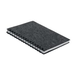 Notebook A5 RPET cu coperta din, Fleece, dark grey