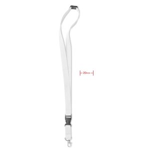 Lanyard cu agatatoare metalica, Polyester, white