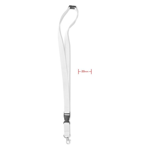 Lanyard cu agatatoare metalica, Polyester, white