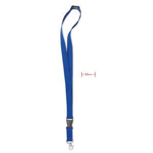 Lanyard cu agatatoare metalica, Polyester, royal blue