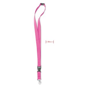 Lanyard cu agatatoare metalica, Polyester, fuchsia