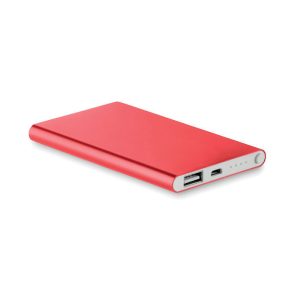 Baterie externa de 4000 mAh pl, Aluminium, red