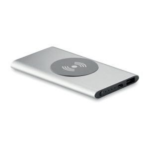 Powerbank Wireless de 4000mAh, Aluminium, matt silver