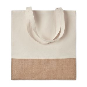 Sacosa cu parti din iuta., Cotton, beige