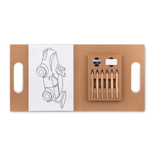 Set pt colorat cu 6 creioane, Plastic, beige