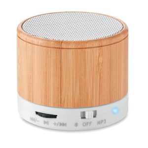 Boxa rotunda wireless bambus, Bamboo, white