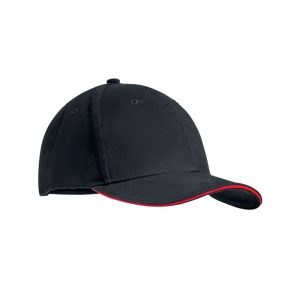 Sapca baseball din bumbac, Cotton, Negru/rosu