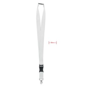 Lanyard, carlig metalic 25mm., Polyester, white