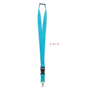 Lanyard, carlig metalic 25mm., Polyester, turquoise